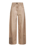 Brunello Cucinelli Women Beige Authentic Denim Wide Jeans With Monili