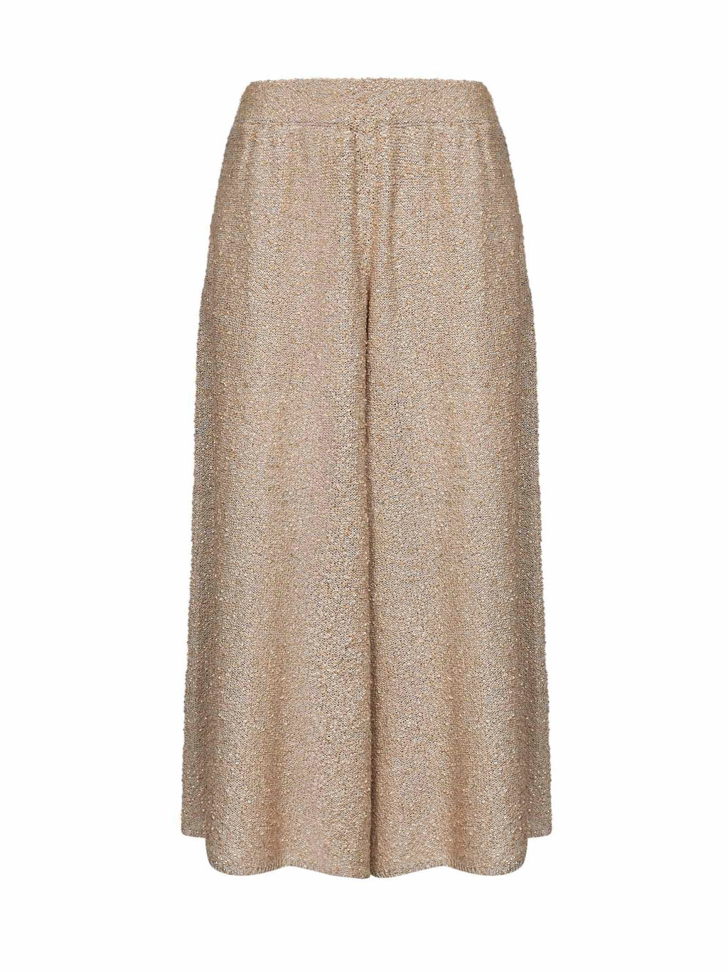 Brunello Cucinelli Women Gold Sequin Knit Dazzling Texture Culotte Trousers
