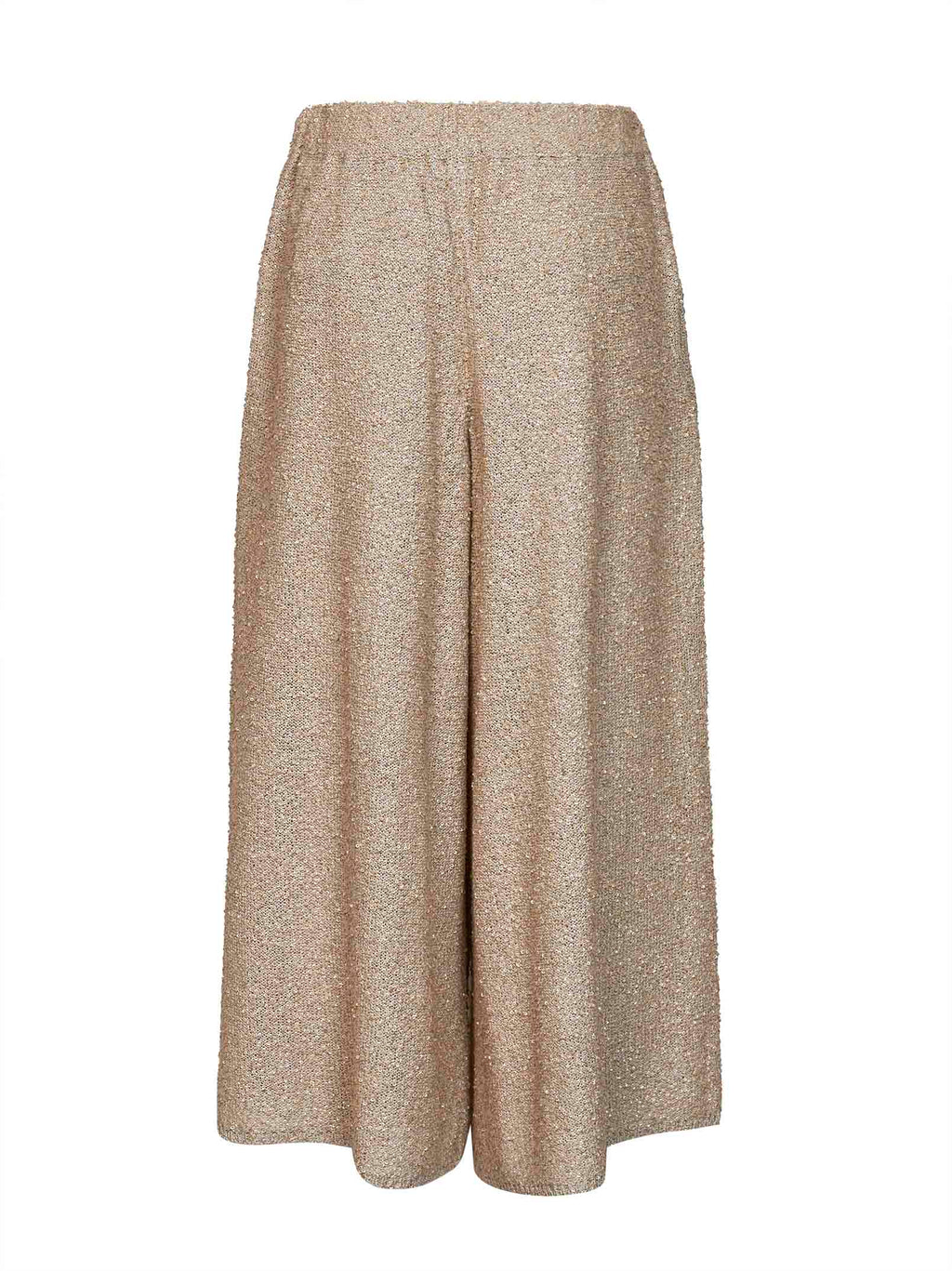Brunello Cucinelli Women Gold Sequin Knit Dazzling Texture Culotte Trousers