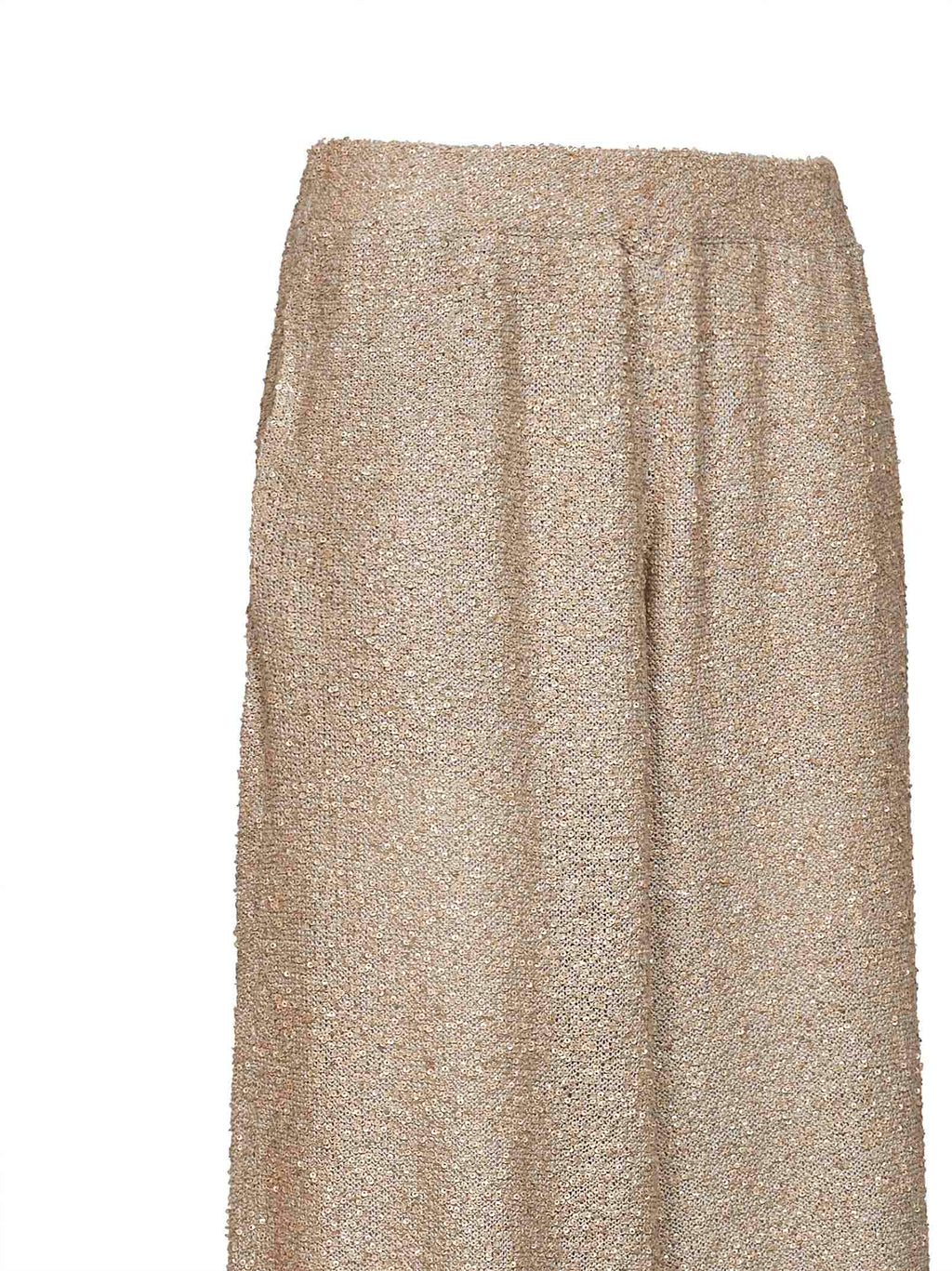 Brunello Cucinelli Women Gold Sequin Knit Dazzling Texture Culotte Trousers