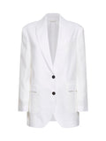 Brunello Cucinelli Women White Cotton Canvas Jacket With Monili