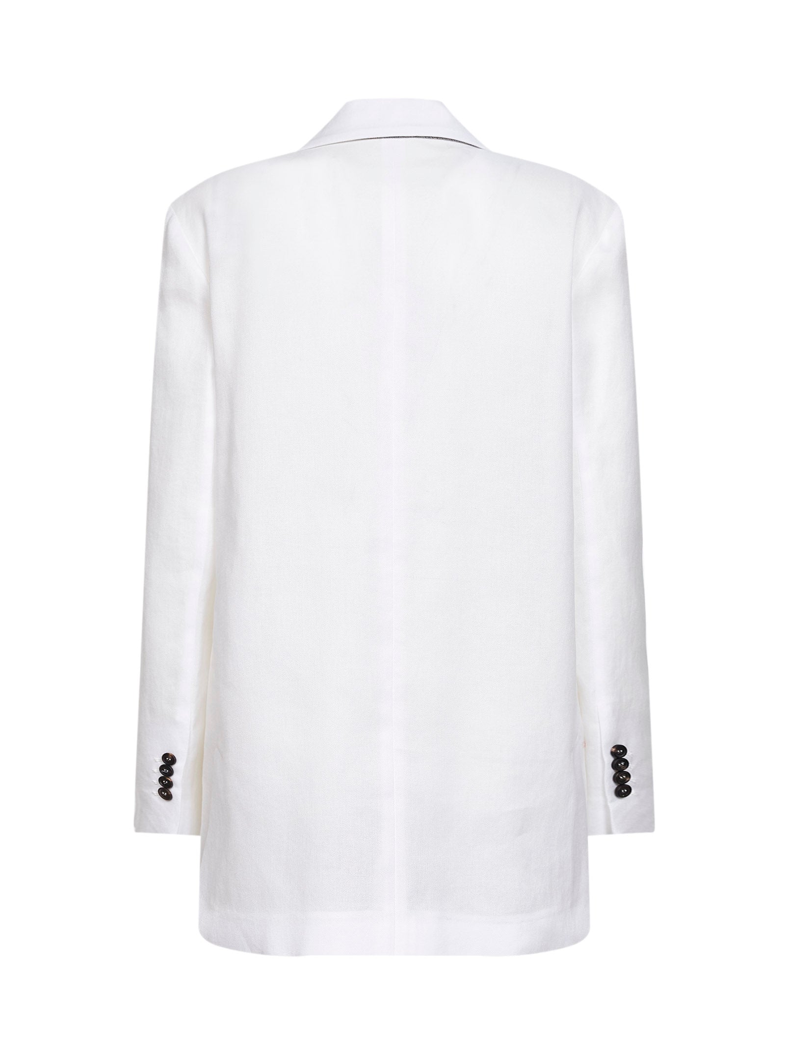 Brunello Cucinelli Women White Cotton Canvas Jacket With Monili