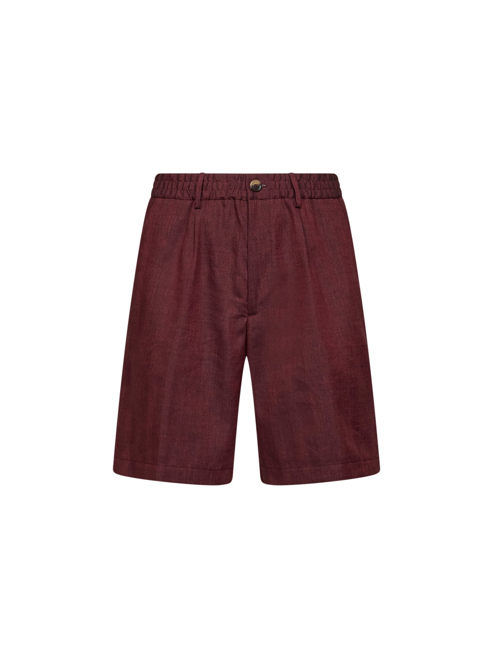 Brunello Cucinelli Men Cherry Chevron Linen And Virgin Wool Bermuda Shorts