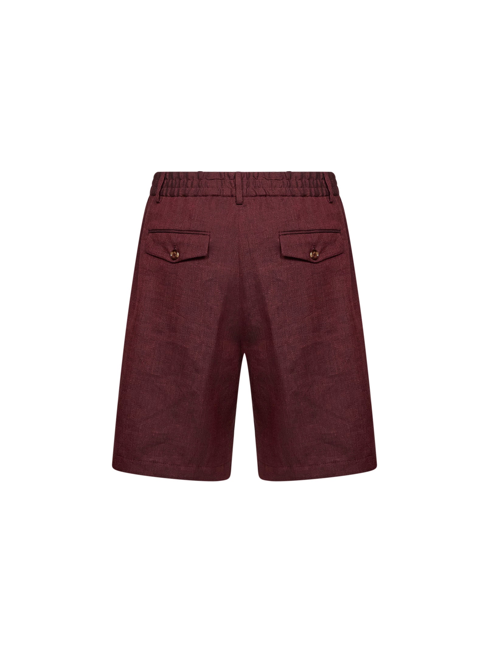Brunello Cucinelli Men Cherry Chevron Linen And Virgin Wool Bermuda Shorts