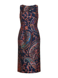 Etro Women Blue Floral Paisley-Pattern Jacquard Midi Sheath Dress