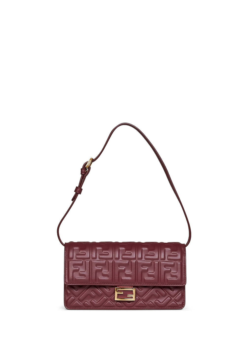 Fendi Women Burgundy Wallet On Chain Baguette Minibag<Br/>