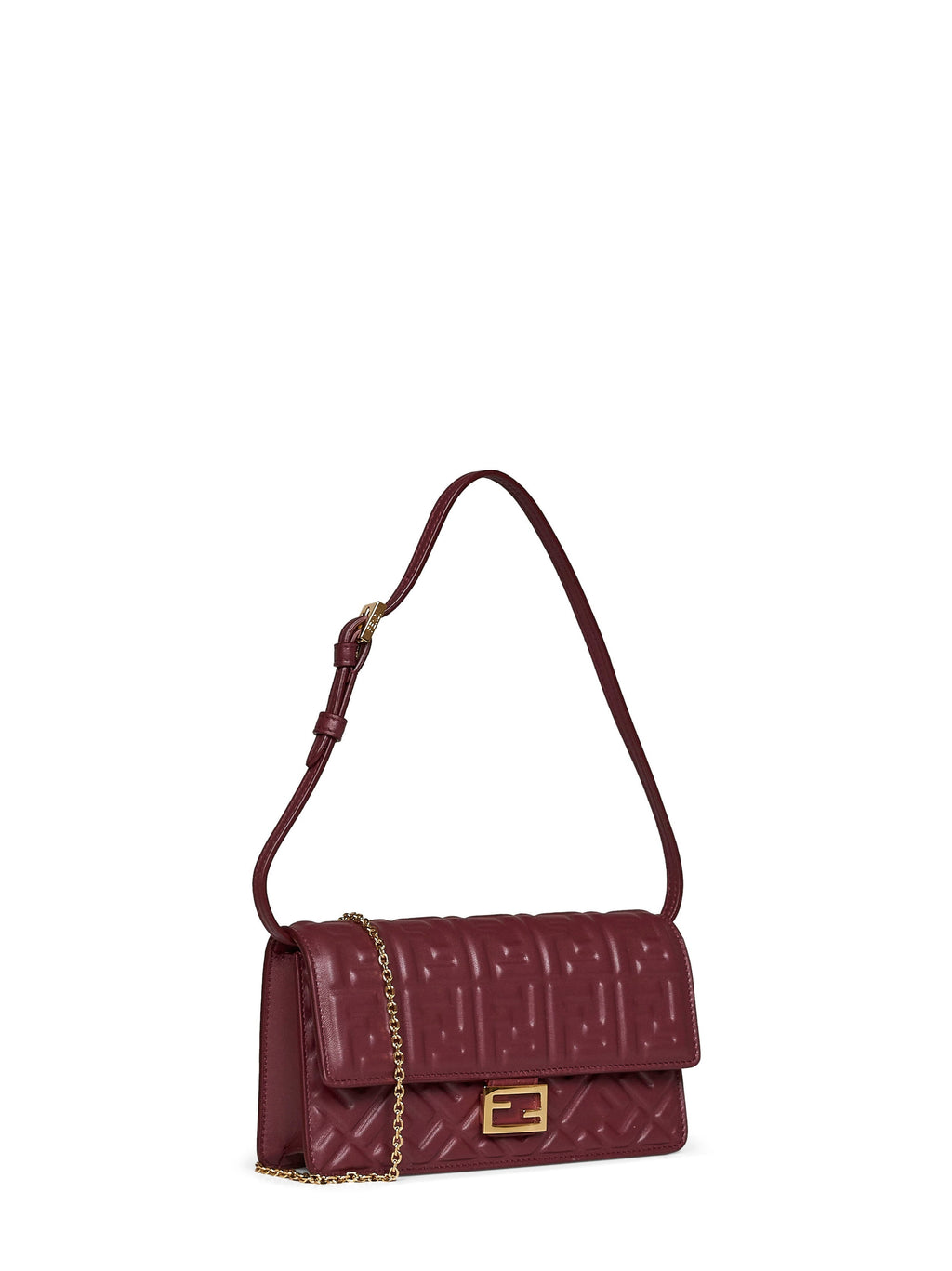 Fendi Women Burgundy Wallet On Chain Baguette Minibag<Br/>