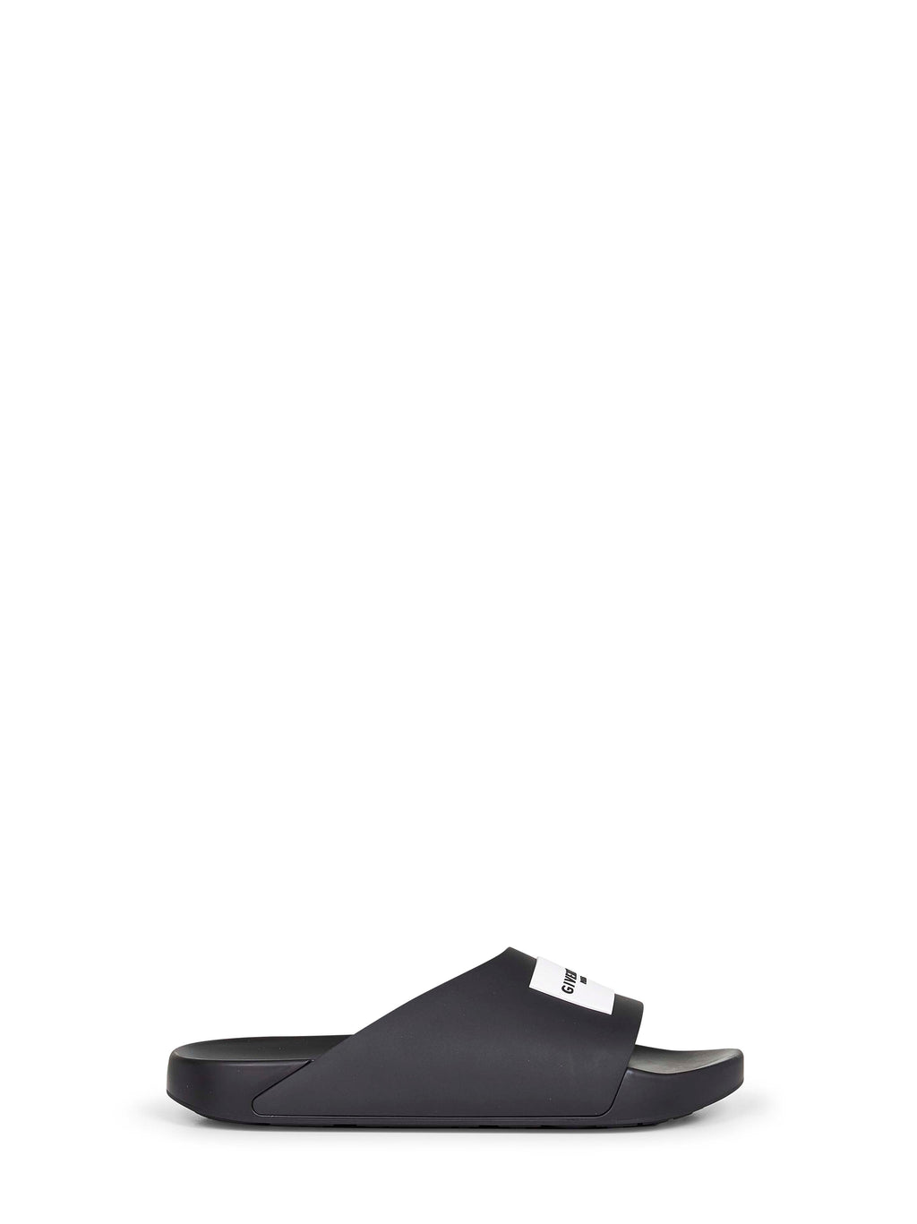 Givenchy Men Black Rubber Label Slide Flat Mules