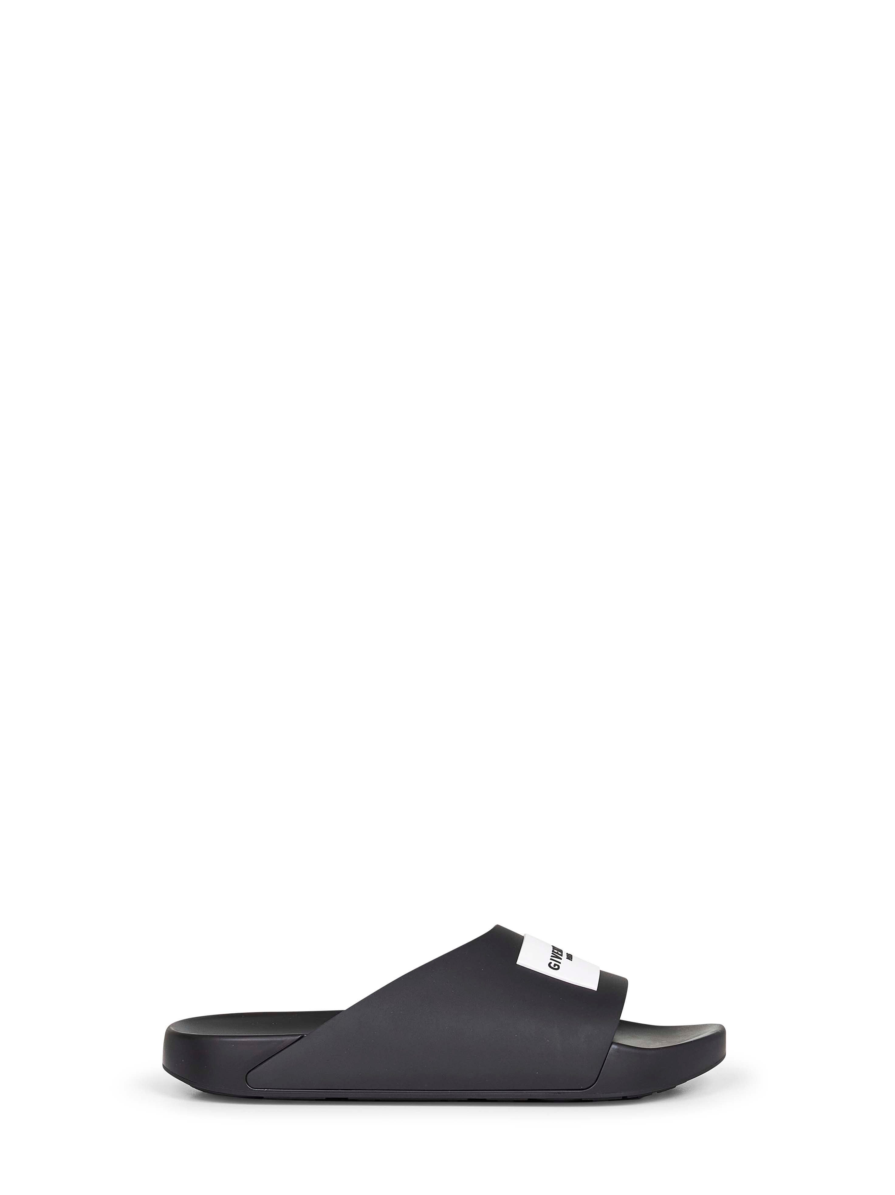 Givenchy Men Black Rubber Label Slide Flat Mules