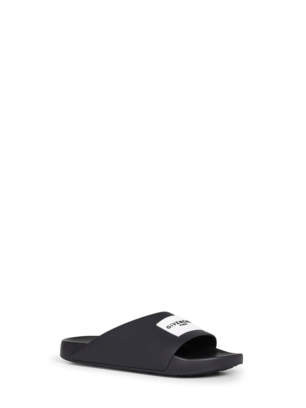Givenchy Men Black Rubber Label Slide Flat Mules