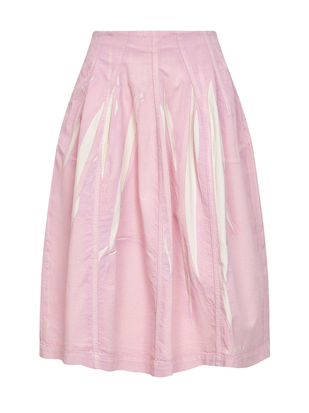 Marni Women Pink Screen-Printed Denim Flared Midi Skirt
