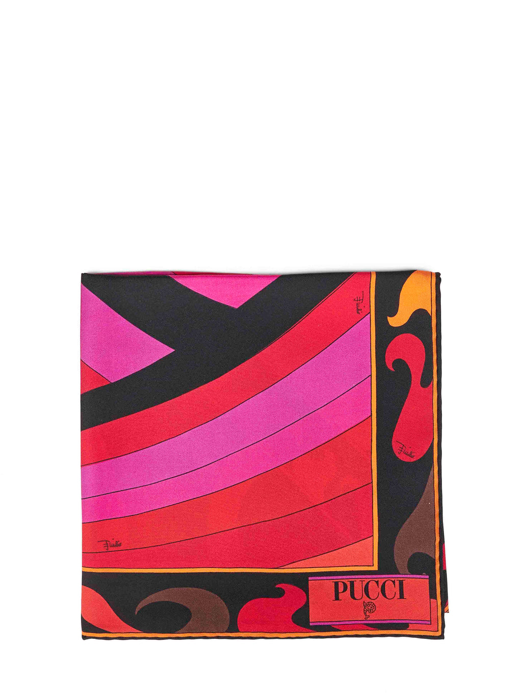 Pucci Women Fuchsia And Orange Iride-Print Silk Twill Scarf