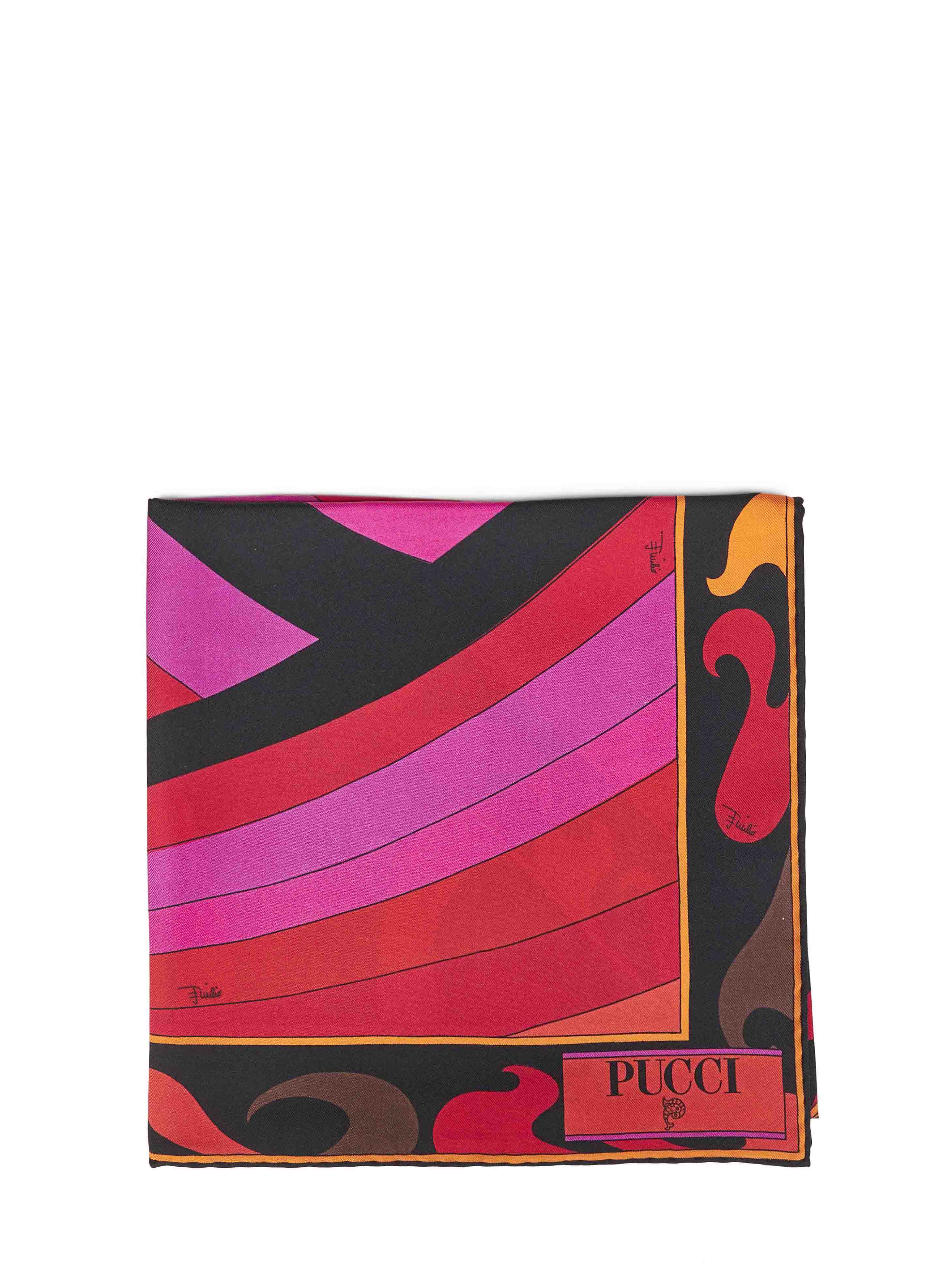 Pucci Women Fuchsia And Orange Iride-Print Silk Twill Scarf