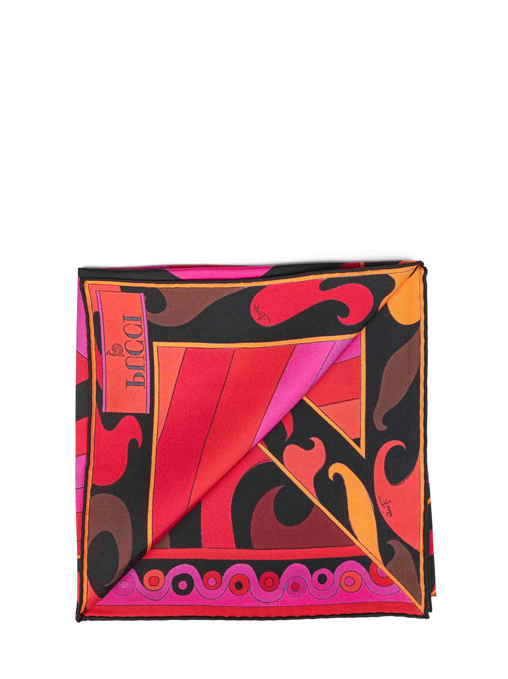Pucci Women Fuchsia And Orange Iride-Print Silk Twill Scarf