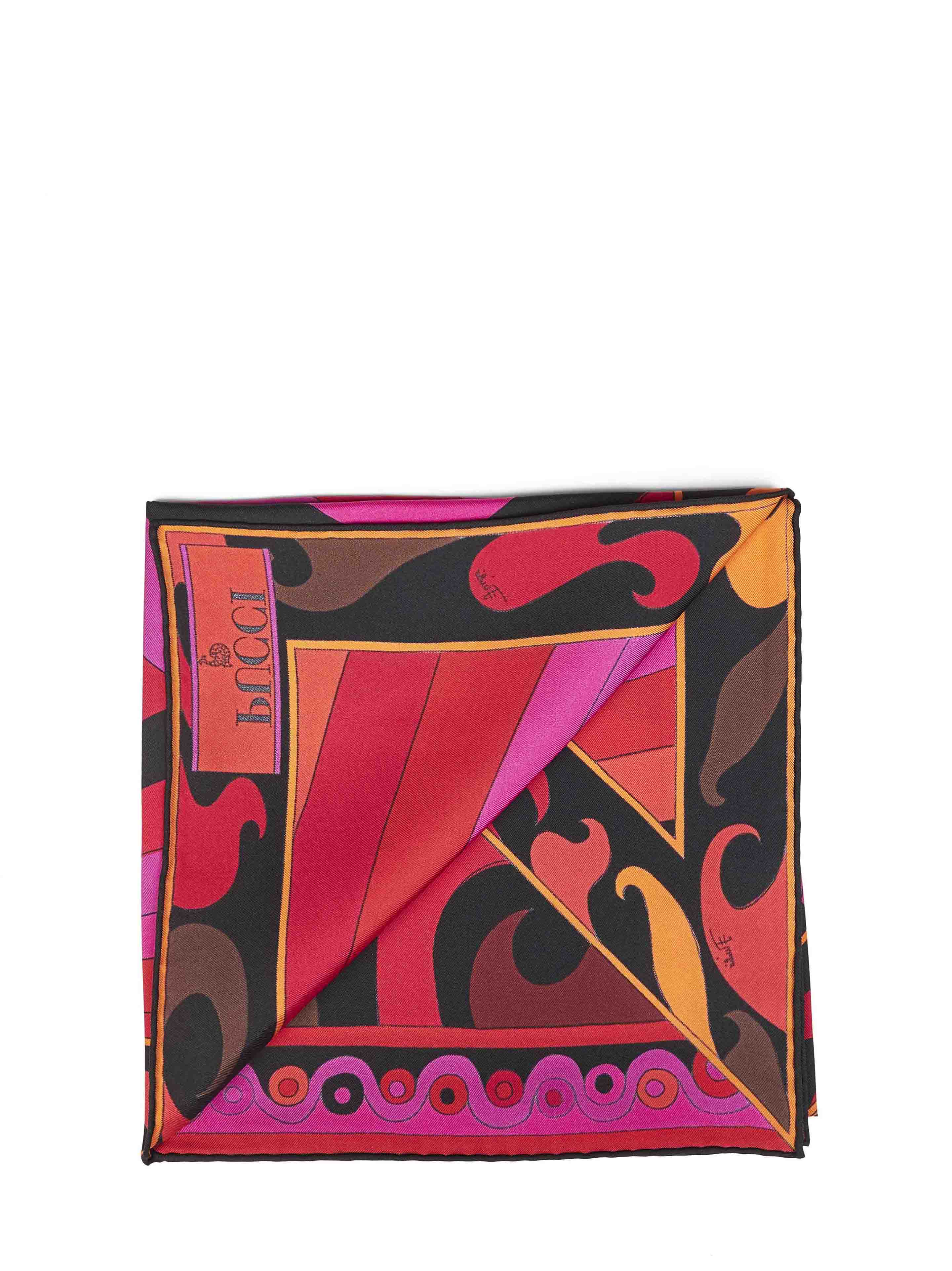 Pucci Women Fuchsia And Orange Iride-Print Silk Twill Scarf