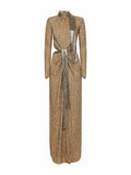 Rabanne Women Gold Sequins And Metallic Mesh Long Dress