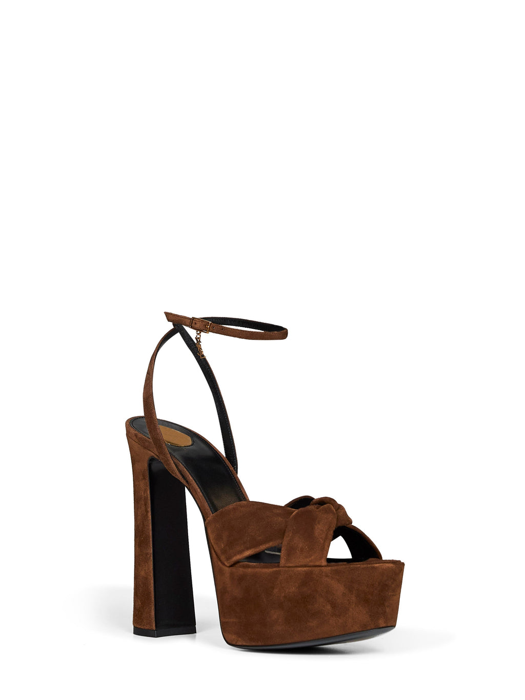 Saint Laurent Women Dark Havana Suede Franciane Platform Sandals