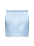 Self Portrait Women Light Blue Satin 3D Sequin Flower-Embellished Cropped Top