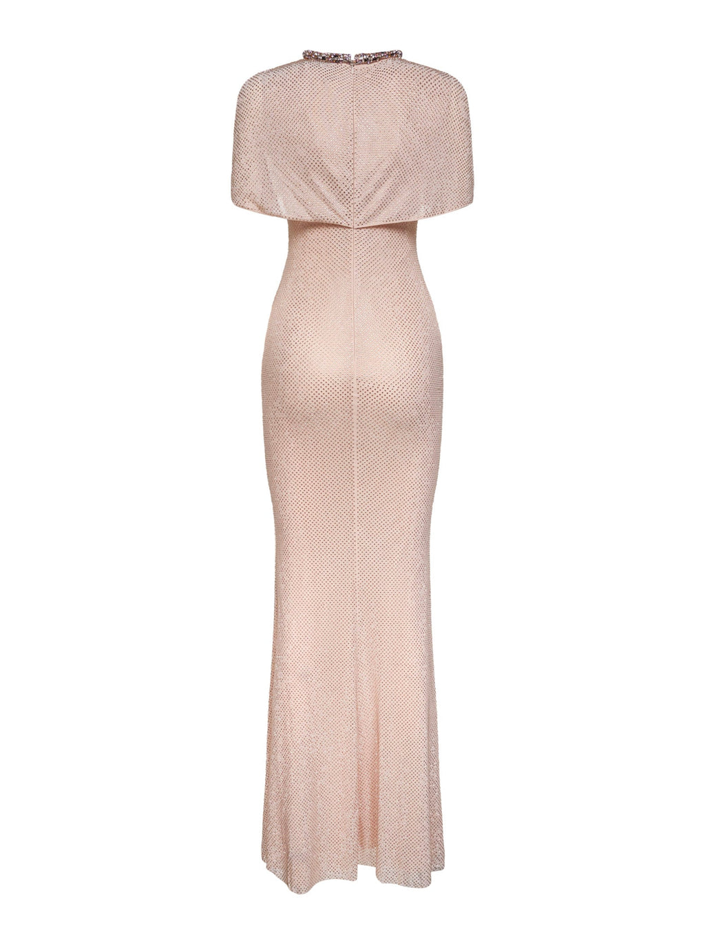Self Portrait Women Champagne Rhinestone Stretch Tulle Maxi Dress