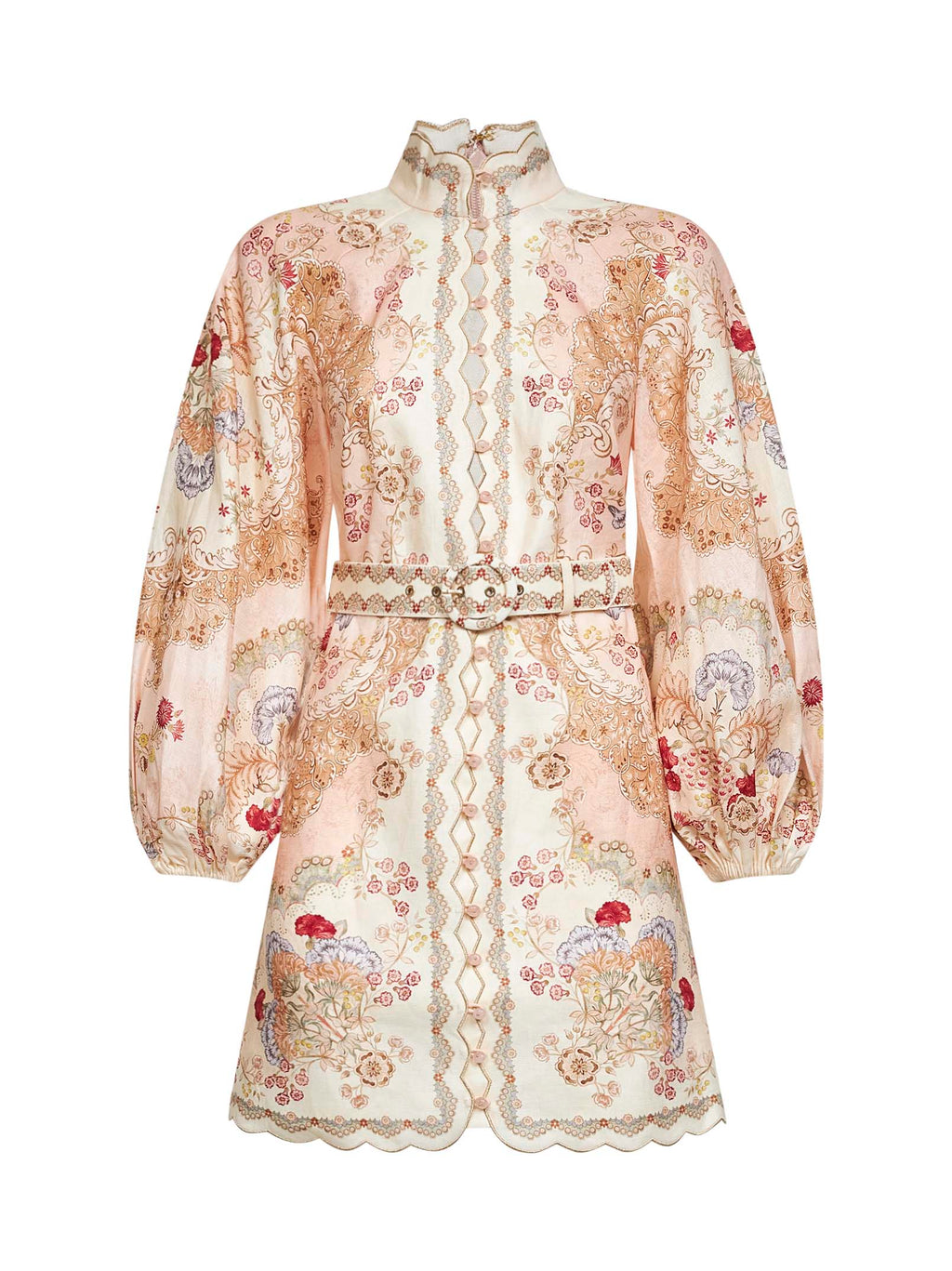 Zimmermann Women Wallpaper Floral-Print Blush Linen Daylight Mini Dress