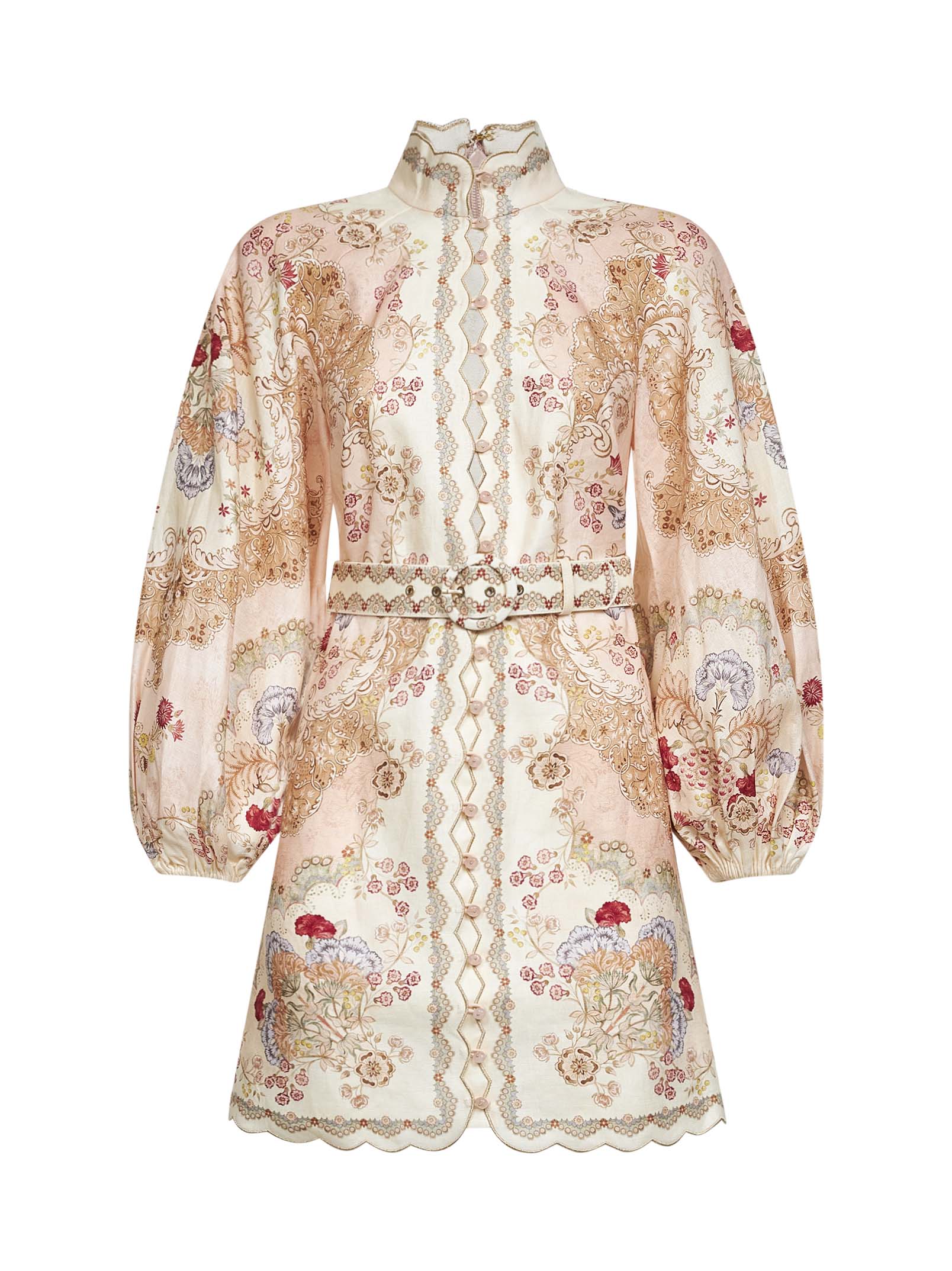 Zimmermann Women Wallpaper Floral-Print Blush Linen Daylight Mini Dress