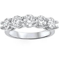 2 Carat 5-Stone Round Lab Grown Diamond Ring 14K White Gold Size Selectable