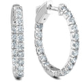 14k White or Yellow Gold 1Ct TW Round Natural Diamond Hoops 1" Tall