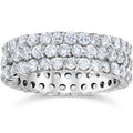 3 1/2ct 3-Row Lab Grown Diamond Eternity Ring 14K White Gold Size: 10