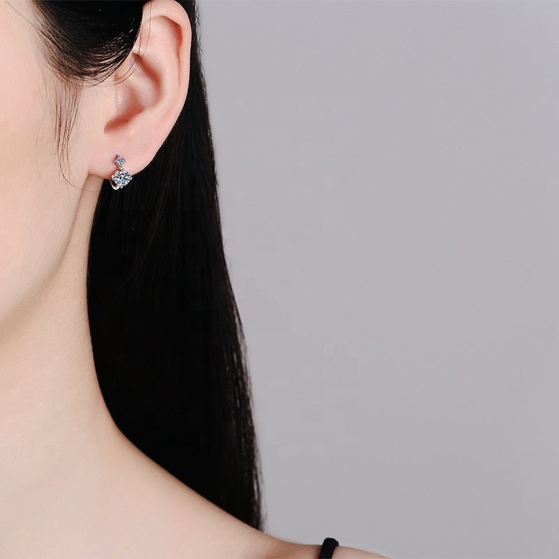 Pangama Double Stone Moissanite Hoop Earrings