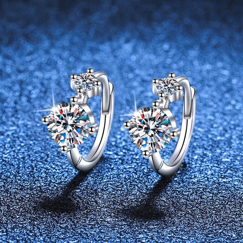 Pangama Double Stone Moissanite Hoop Earrings