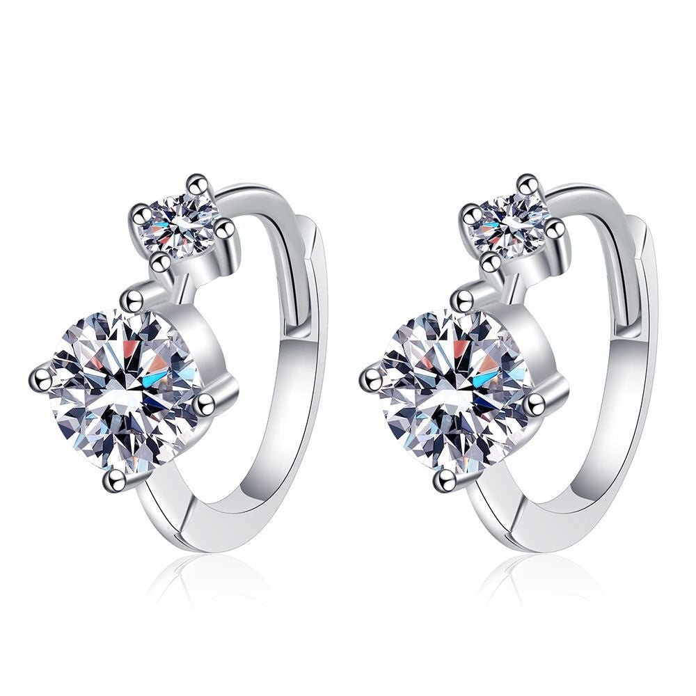Pangama Double Stone Moissanite Hoop Earrings