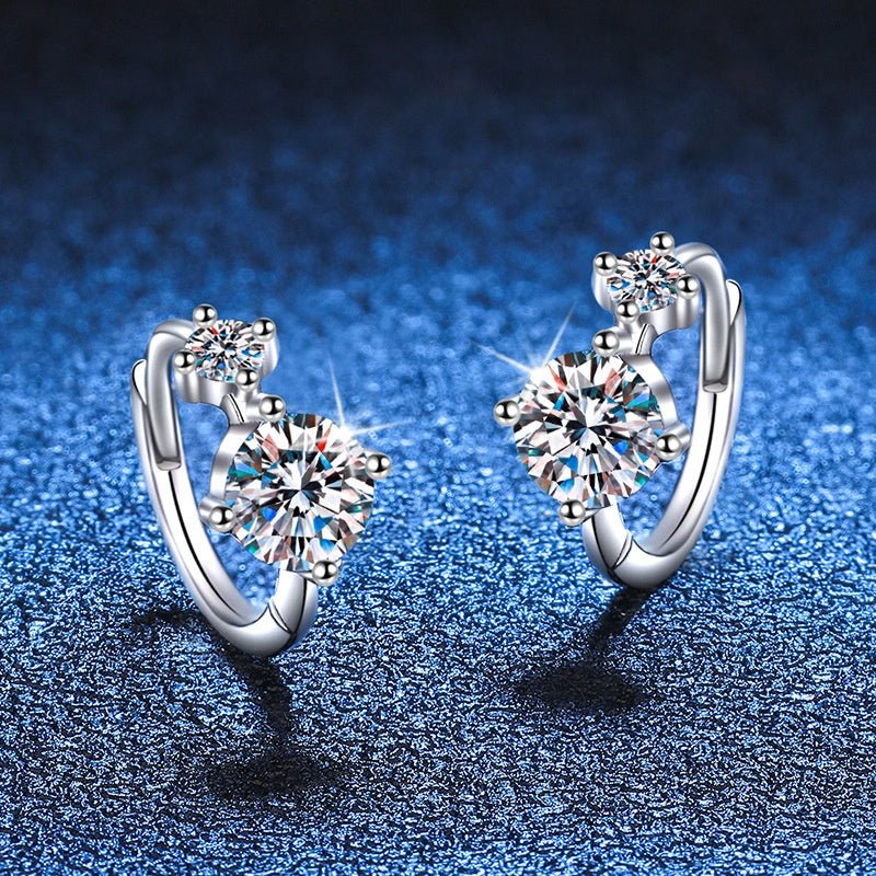 Pangama Double Stone Moissanite Hoop Earrings
