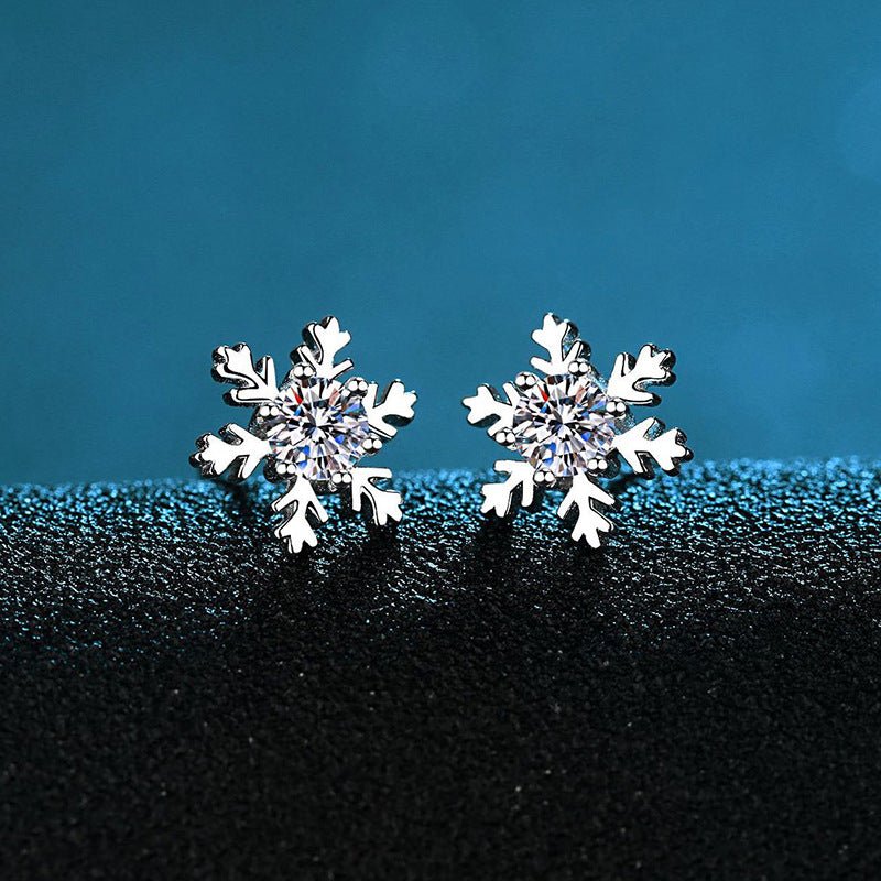 Pangama Snowflake Sparkle Moissanite Stud Earrings