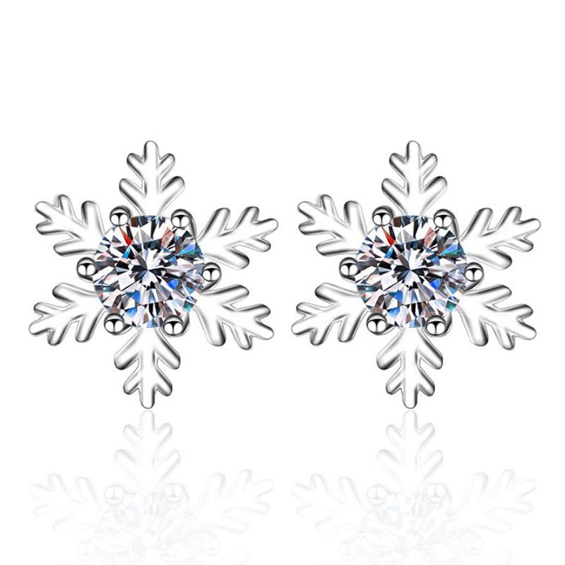 Pangama Snowflake Sparkle Moissanite Stud Earrings