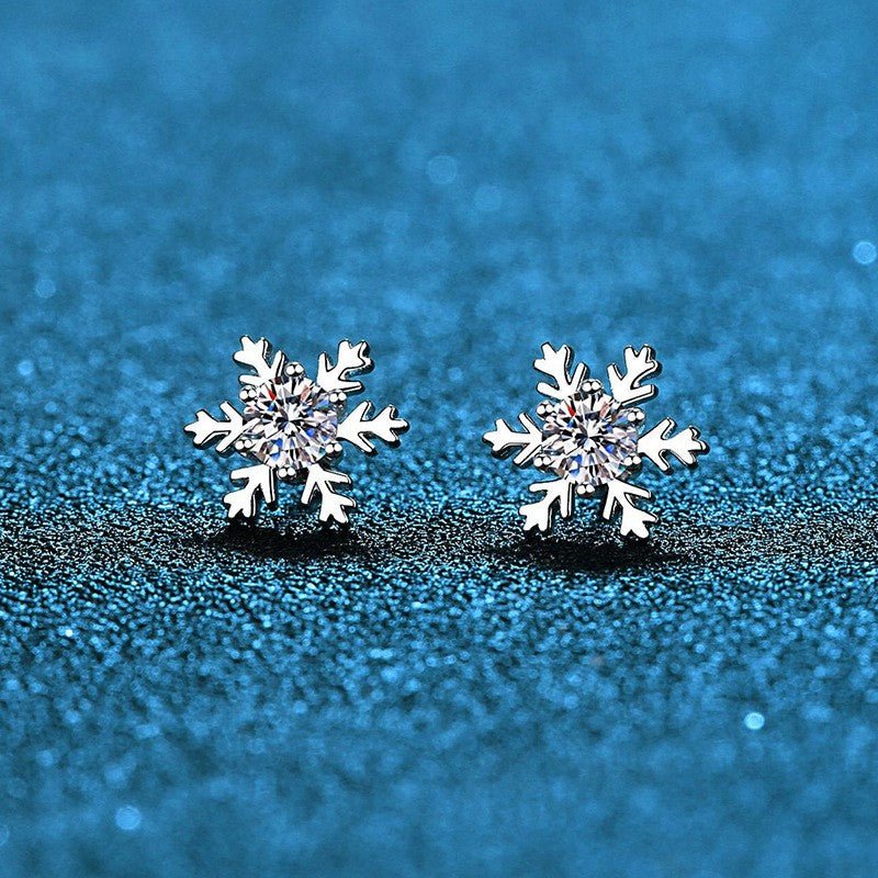Pangama Snowflake Sparkle Moissanite Stud Earrings