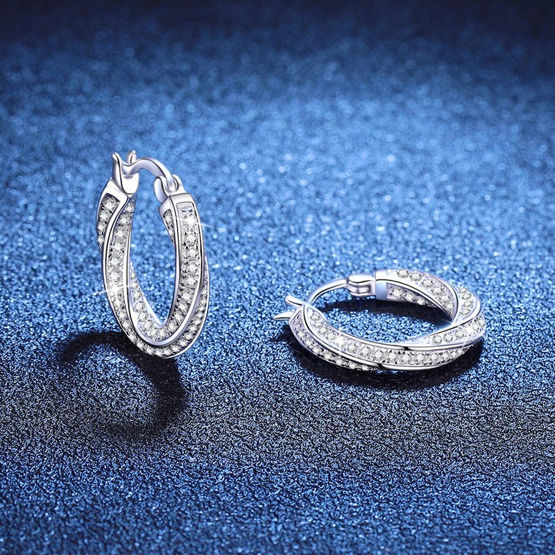 Pangama Twisted Elegance Moissanite Hoop Earrings