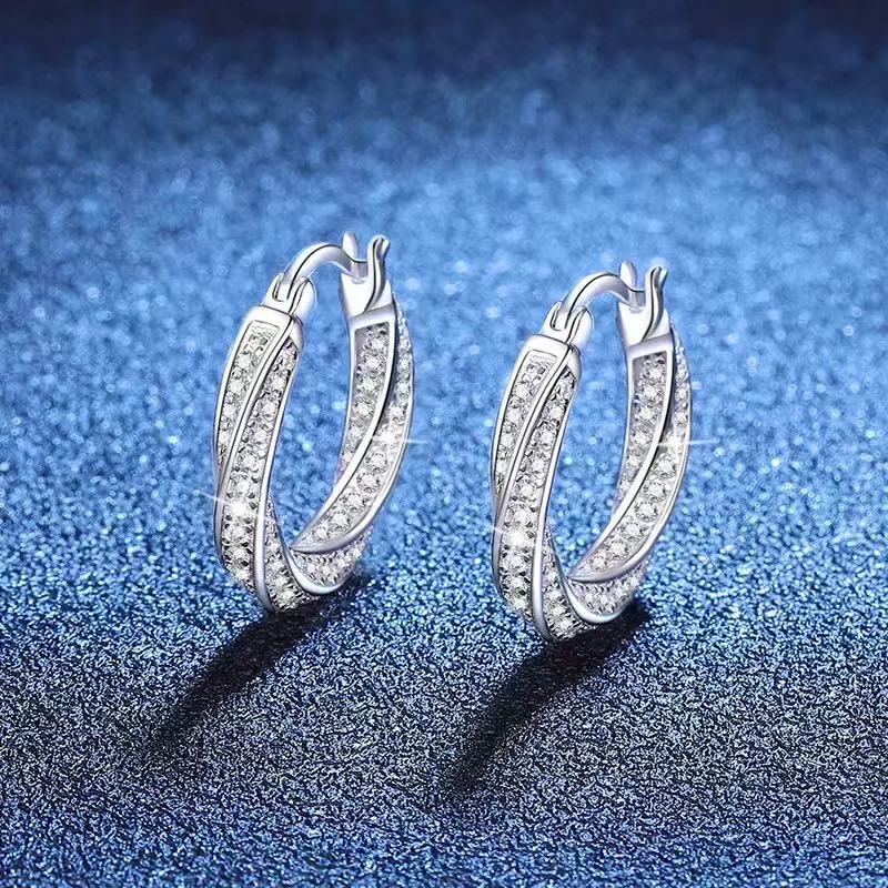 Pangama Twisted Elegance Moissanite Hoop Earrings