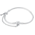 Paw Print Charm Bracelet with Bone and Safety Chain
