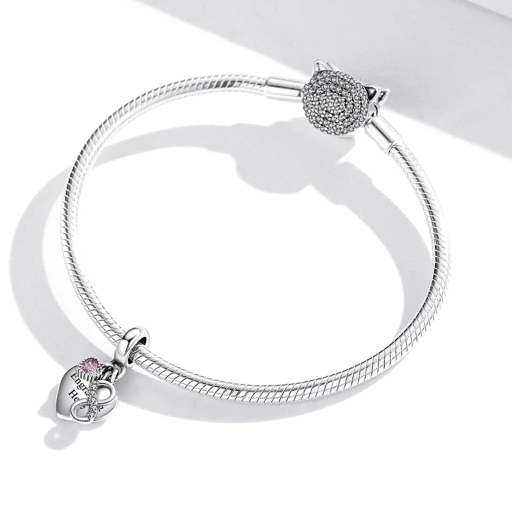 Personalized Infinity Heart Engraved Charm