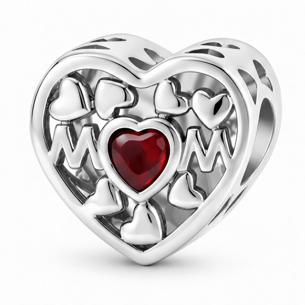 Personalized Mom Heart Photo Charm