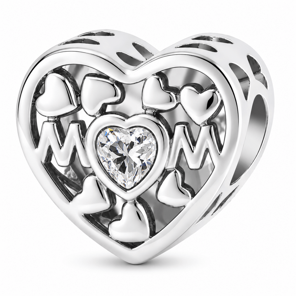 Personalized Mom Heart Photo Charm