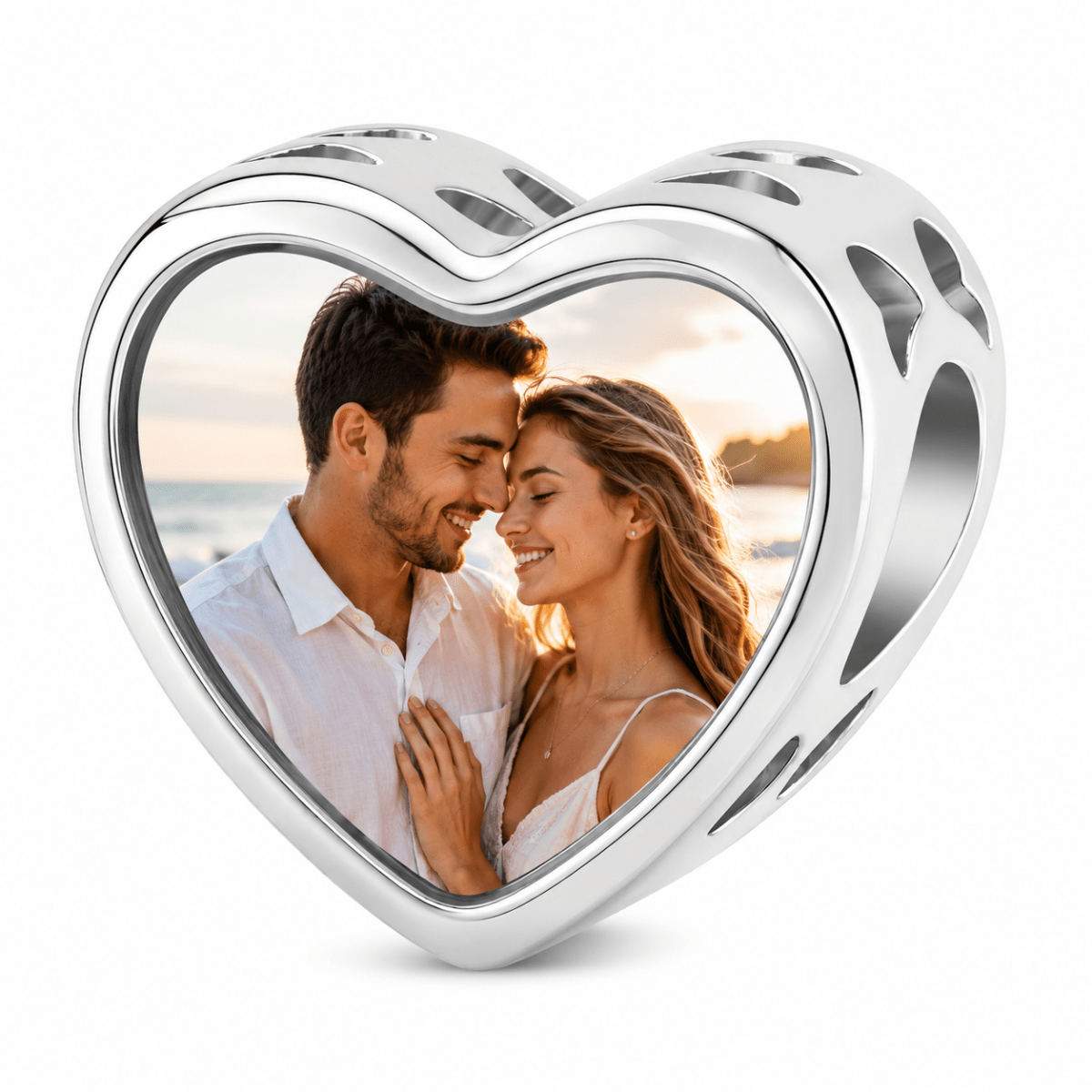 Personalized Mom Heart Photo Charm