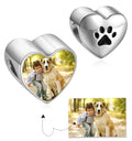 Personalized Pet Paw Print Heart Photo Charm