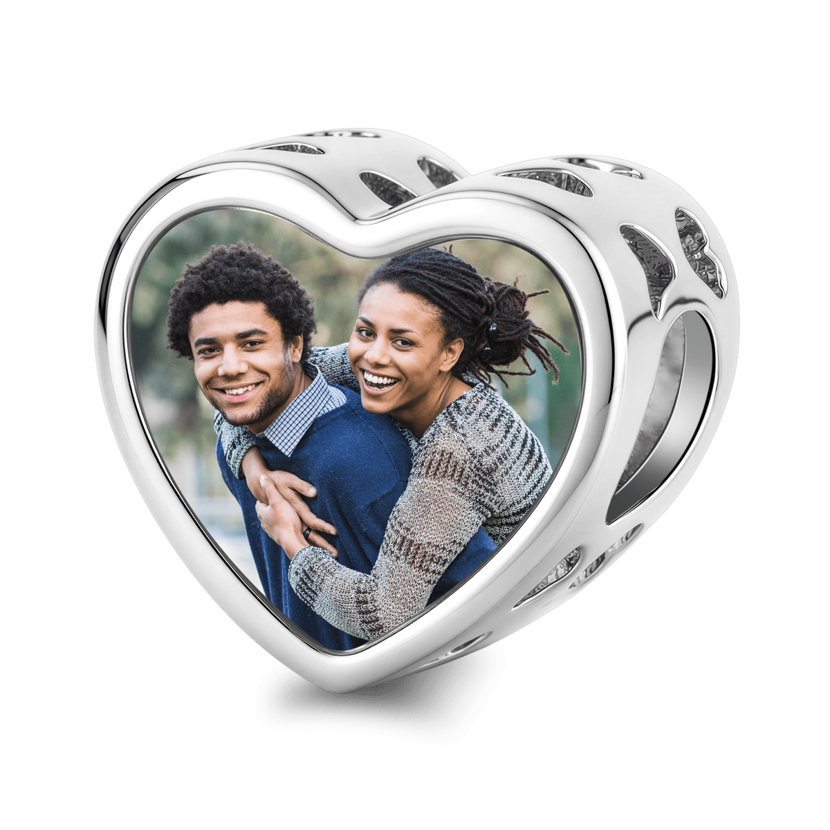 Personalized Photo & Engraved Birthstone Heart Charm