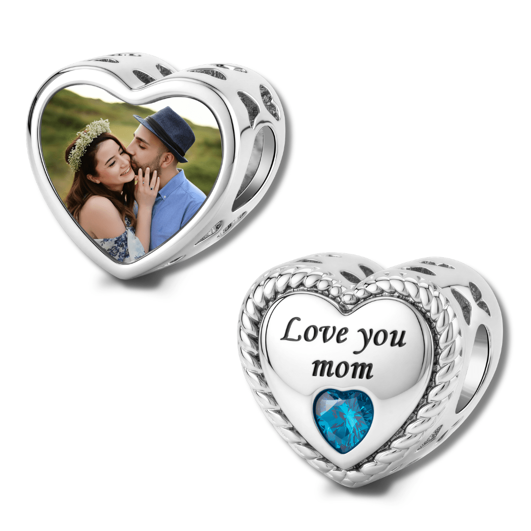 Personalized Photo & Engraved Heart Charm