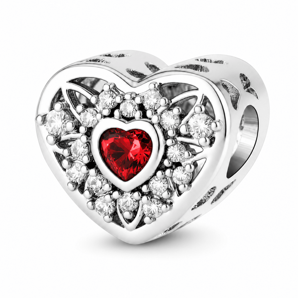 Personalized Photo & Heart Birthstone Halo Charm