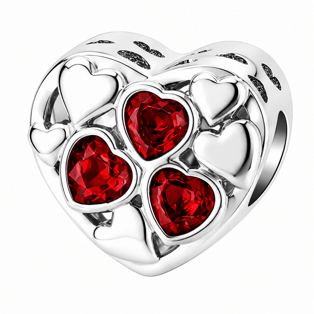 Personalized Photo & Triple Birthstone Heart Charm