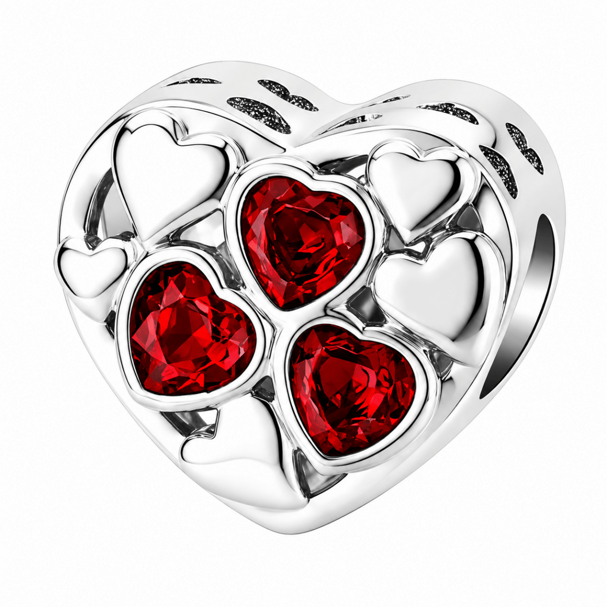 Personalized Photo & Triple Birthstone Heart Charm