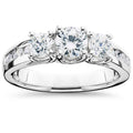 2ct Diamond Three Stone Ring 14K White Gold Size Selectable