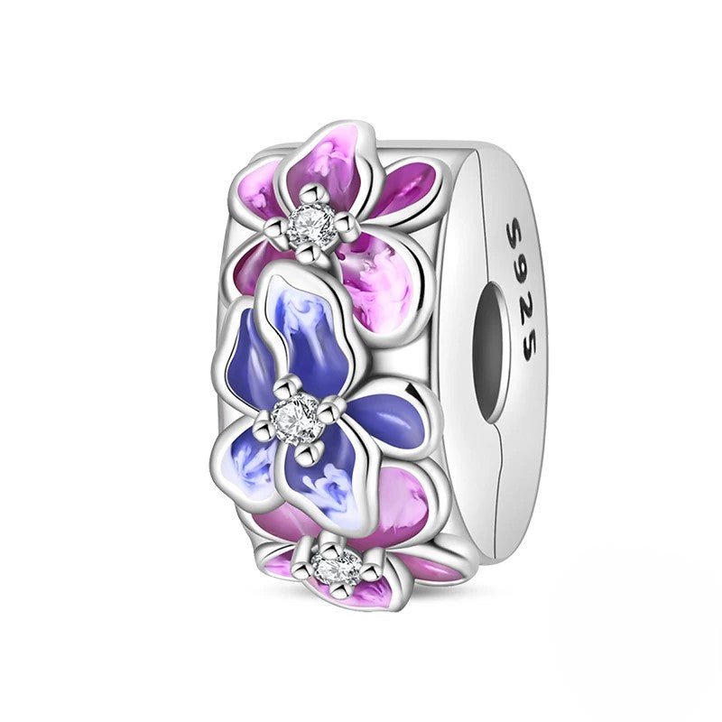 Pink & Blue Blossom Floral Clip Charm